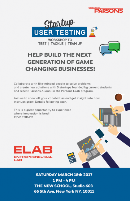 ELab User Testing Workshop – Saturday, March 18!